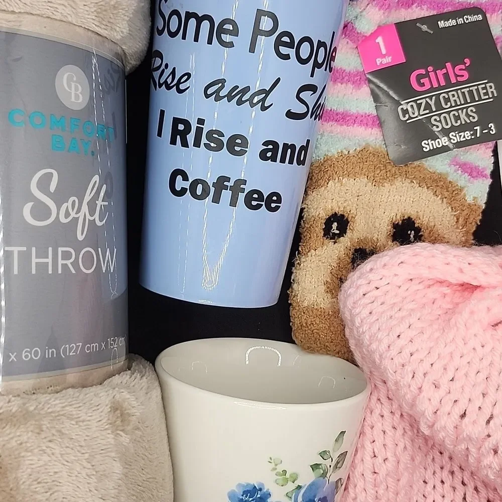 Warm and Cozy Bundle Gift Set Tan Soft Throw Blanket, Mug, Hot C…